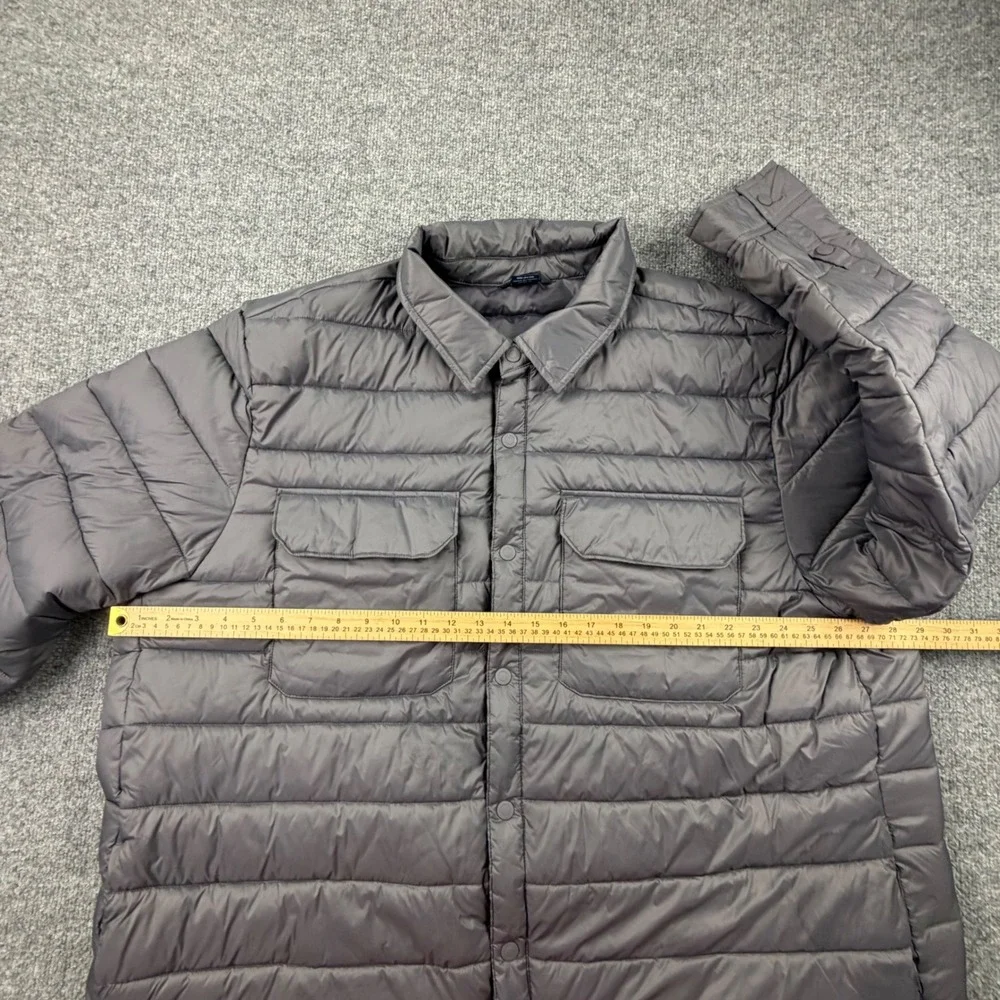 George Mens Puffer Shirt Jacket Grey Quilted Snap Front Shacket 3XL 54-56